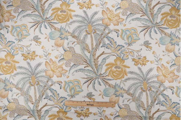 Click for Waverly Fiji Flora Printed Cotton Drapery Fabric in Blonde  Waverly Fiji Flora Printed Cotton Drapery Fabric in Blonde