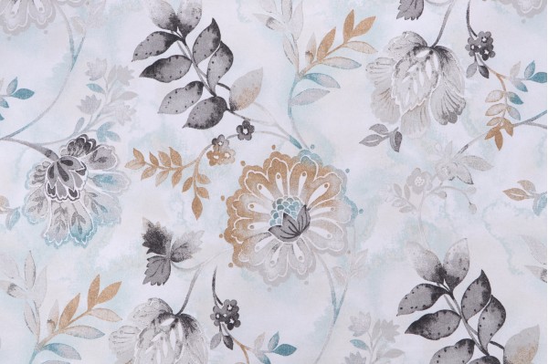 Kelly Ripa Home Light-Hearted Printed Cotton Drapery Fabric in Spa 