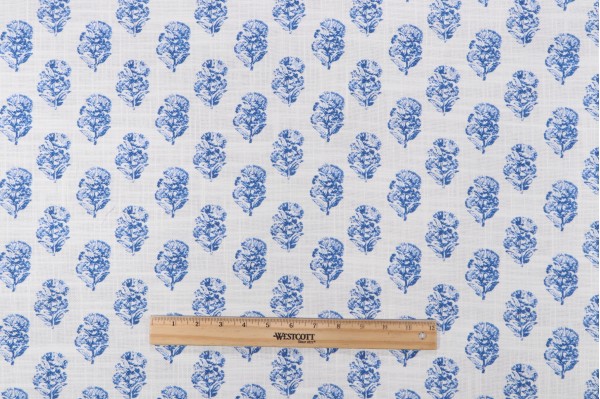 PK Lifestyles Posy Printed Cotton Blend Drapery Fabric in Aegean 