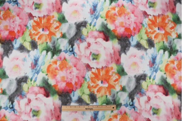 Waverly Garden Mist Printed Cotton Drapery Fabric in Jubilee 