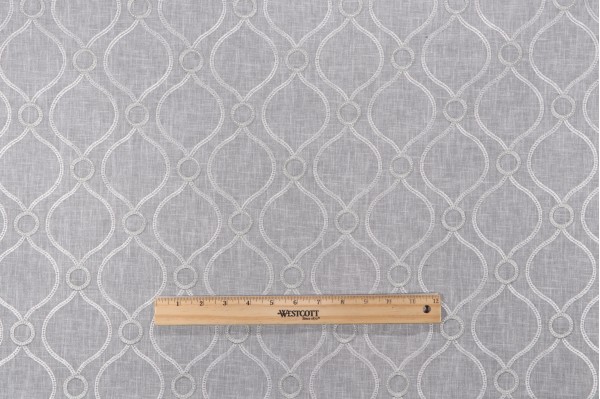 PK Lifestyles Curveball Embroidered Drapery Fabric in Sterling 