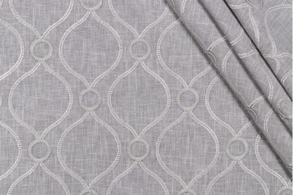 PK Lifestyles Curveball Embroidered Drapery Fabric in Sterling 