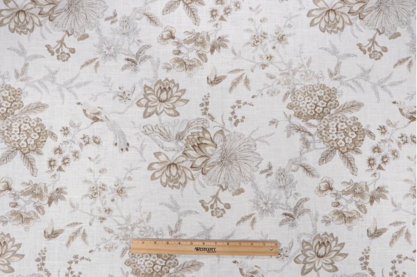 Waverly Lucchese Printed Linen Blend Drapery Fabric in Fumo 