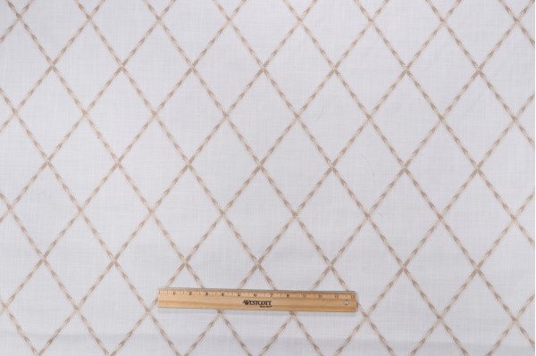 Sample of Waverly Trade Winds Embroidered Drapery Fabric in Linen 