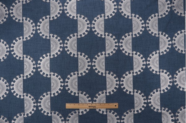 PK Lifestyles Solara Embroidered Drapery Fabric in Tide 