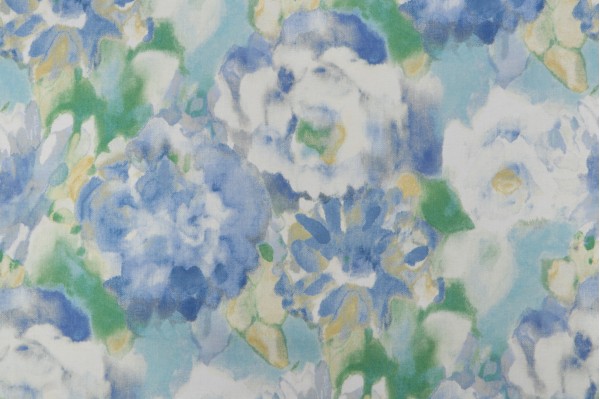 Waverly Garden Mist Printed Cotton Drapery Fabric in Skylight 