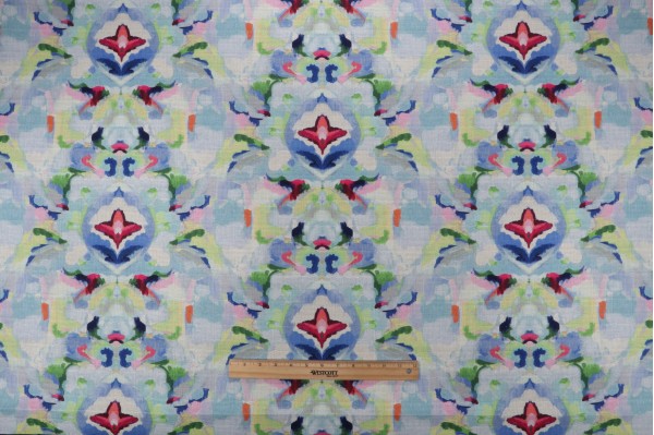 Waverly Reflection Printed Cotton Drapery Fabric in Splash 