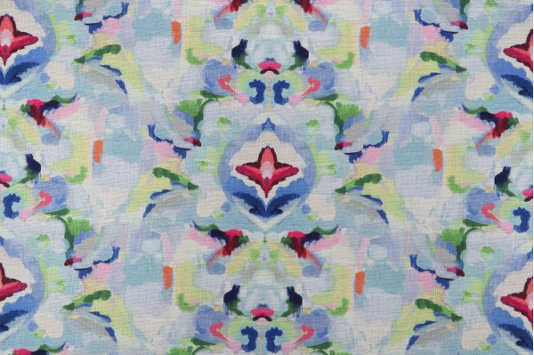 Waverly Reflection Printed Cotton Drapery Fabric in Splash 