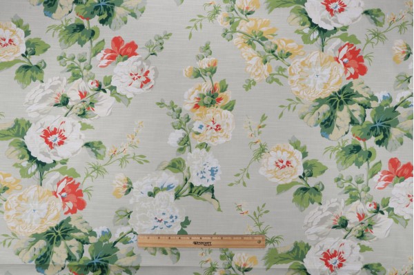 Sample of Waverly Alcea Printed Cotton Drapery Fabric in Poppy 