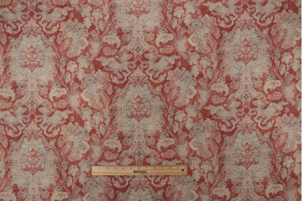Waverly Carpet Bag Printed Cotton Blend Drapery Fabric in Pomegranate 
