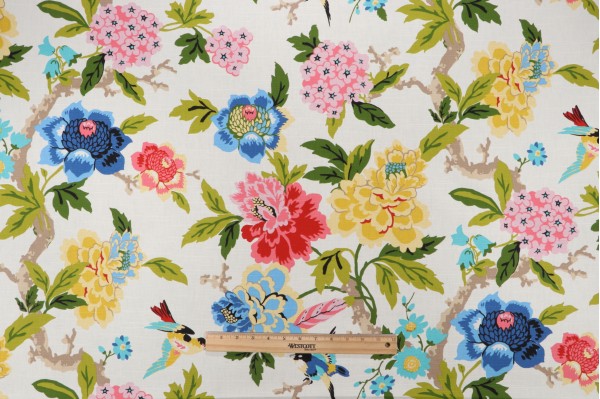 Sample of Waverly Celeste Printed Cotton Drapery Fabric in Spring 