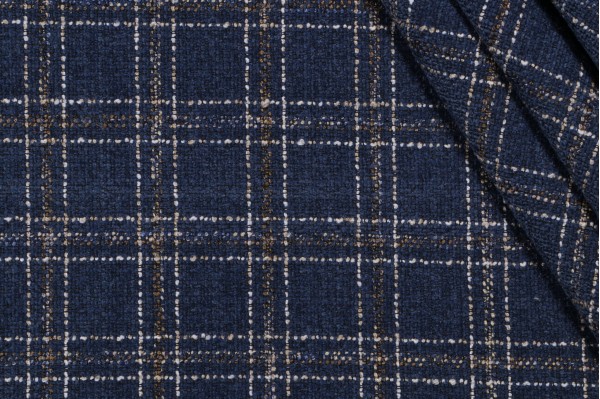 PK Lifestyles Glendale Plaid Woven Chenille Upholstery Fabric in Navy 