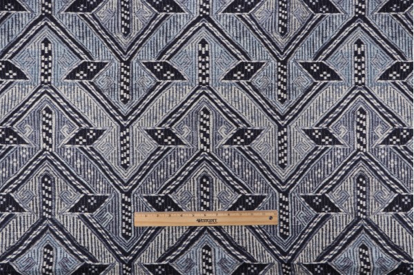 Sample of PK Lifestyles Anatalya Printed Cotton Drapery Fabric in Indigo 