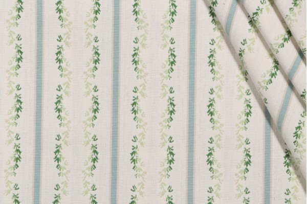 Waverly Regency Stripe Woven Upholstery Fabric in Clover 