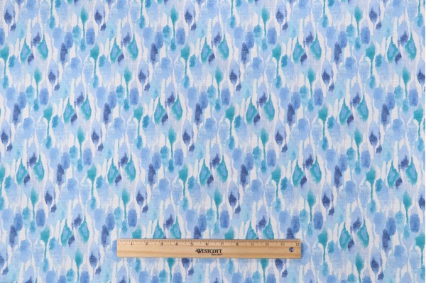 Waverly Waterfalls Printed Cotton Drapery Fabric in Glacier 
