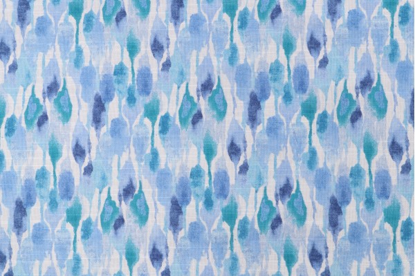 Waverly Waterfalls Printed Cotton Drapery Fabric in Glacier 