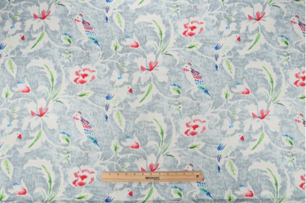 Waverly Forest View Printed Cotton Drapery Fabric in Vapor 