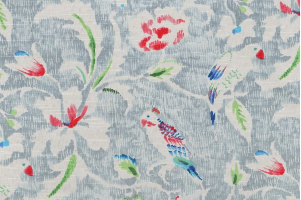 Waverly Forest View Printed Cotton Drapery Fabric in Vapor 