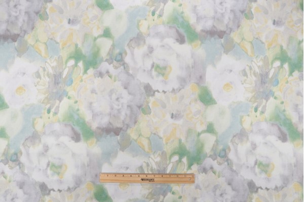 Waverly Garden Mist Printed Cotton Drapery Fabric in Meadow 