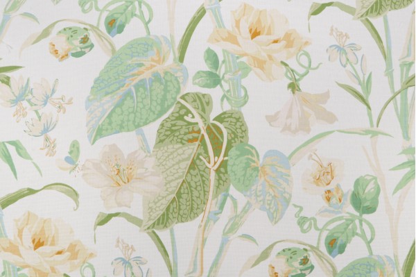 Waverly Your Grace Printed Cotton Drapery Fabric in Buttercream 