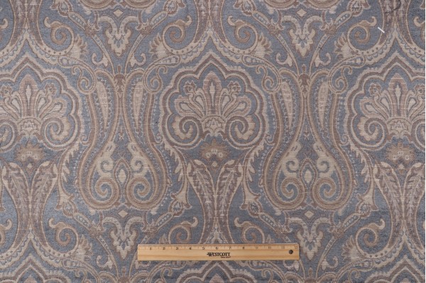 Waverly Clubroom Paisley Woven Chenille Upholstery Fabric in Lagoon 