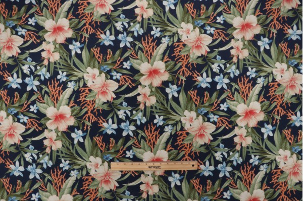 Tommy Bahama Fleur Le Mar Printed Polyester Outdoor Fabric in Ink 