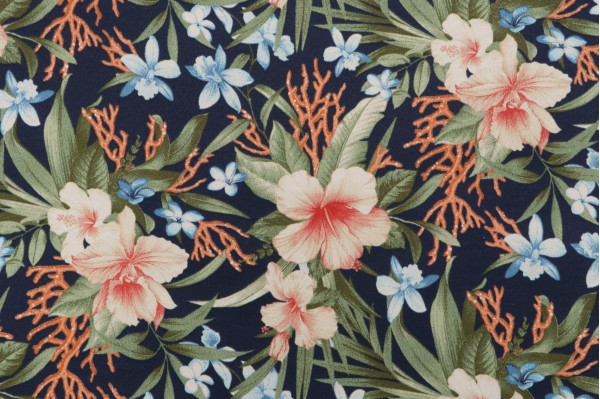 Tommy Bahama Fleur Le Mar Printed Polyester Outdoor Fabric in Ink 