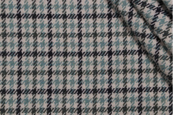 Sample of Roth & Tompkins Tweedy Woven Decorator Fabric in Peacock for Heritage Fabrics 