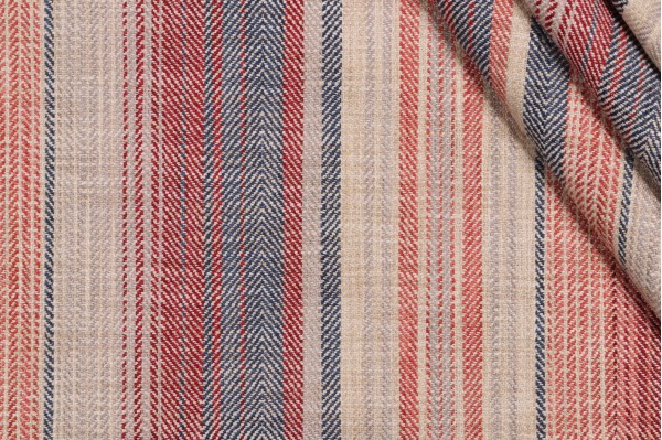 Sample of Roth & Tompkins Sonoma Stripe Woven Decorator Fabric in Henna Blue for Heritage Fabrics 