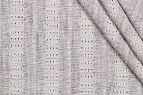 Sample of Heritage Fabrics Mykonos Woven Semi-Sheer Drapery Fabric in Stone 
