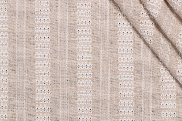 Sample of Heritage Fabrics Mykonos Woven Semi-Sheer Drapery Fabric in French Vanilla 