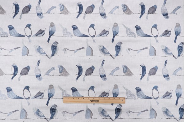 TFA Flying Colors Embroidered Drapery Fabric in Blue Jay