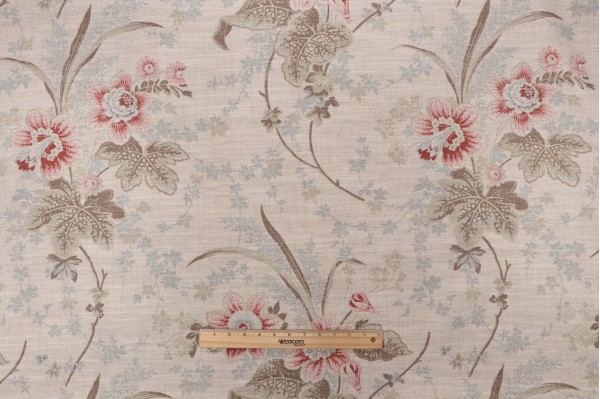 Waverly Stonington Printed Cotton Blend Drapery Fabric in Parchment