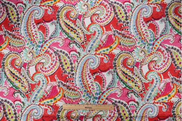 Click for 1 Yards Waverly Painterly Printed Cotton Drapery Fabric in Raspberry Waverly Painterly Printed Cotton Drapery Fabric in Raspberry