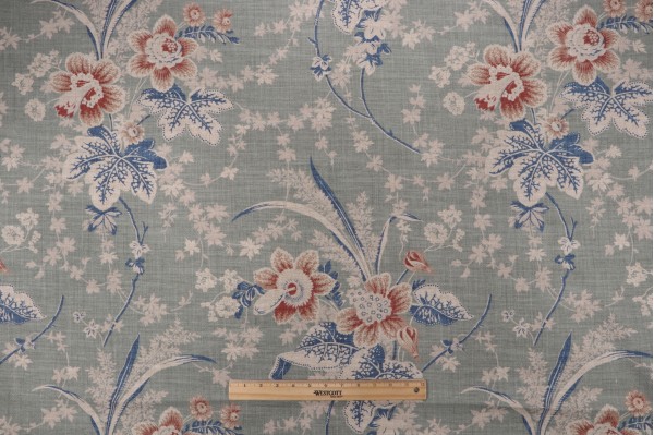 Waverly Stonington Printed Cotton Blend Drapery Fabric in Seaspray