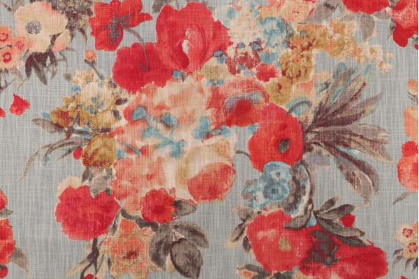 Kelly Ripa Home Garden Odyssey Printed Cotton Drapery Fabric in Fog