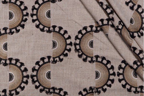 PK Lifestyles Solara Embroidered Drapery Fabric in Desert