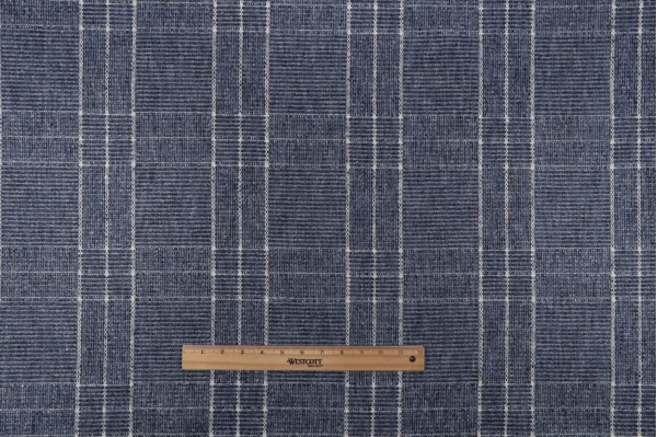 Waverly Borderline Woven Chenille Upholstery Fabric in Chambray