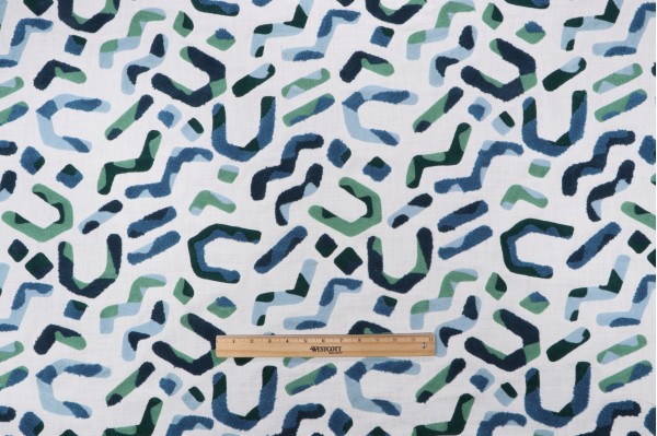 PK Lifestyles Tagged Embroidered Cotton Drapery Fabric in Aegean
