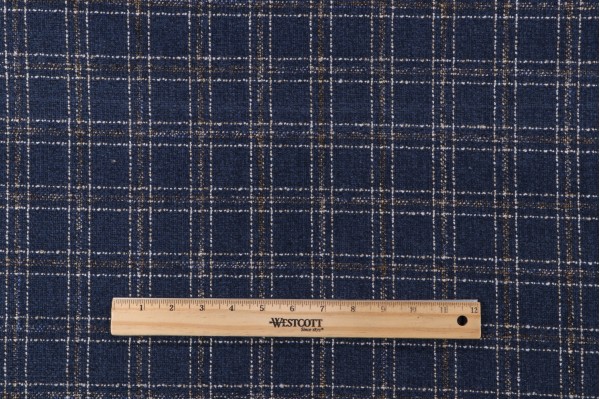 PK Lifestyles Glendale Plaid Woven Chenille Upholstery Fabric in Navy
