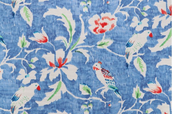 Waverly Forest View Printed Cotton Drapery Fabric in Sky