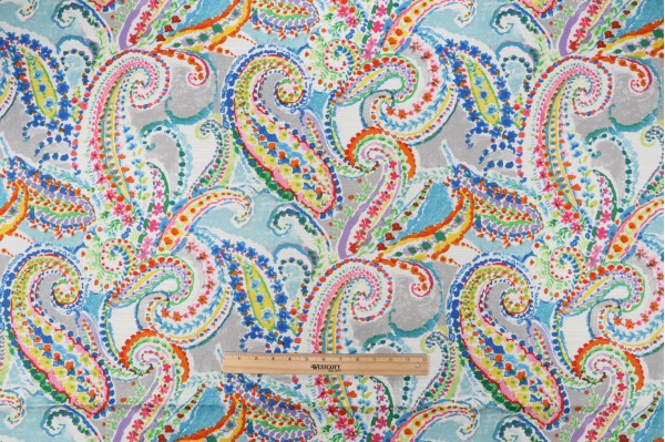 Waverly Painterly Printed Cotton Drapery Fabric in Mosaic