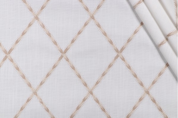Waverly Trade Winds Embroidered Drapery Fabric in Linen