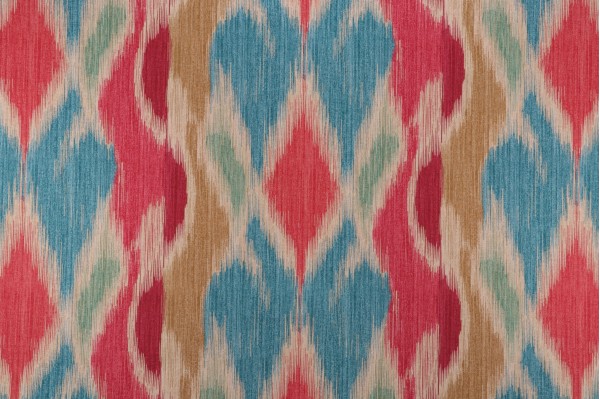 PK Lifestyles Bergama Ikat Printed Cotton Drapery Fabric in Teaberry