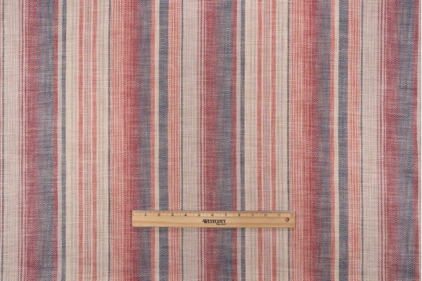 Sample of Roth & Tompkins Sonoma Stripe Woven Decorator Fabric in Henna Blue for Heritage Fabrics 