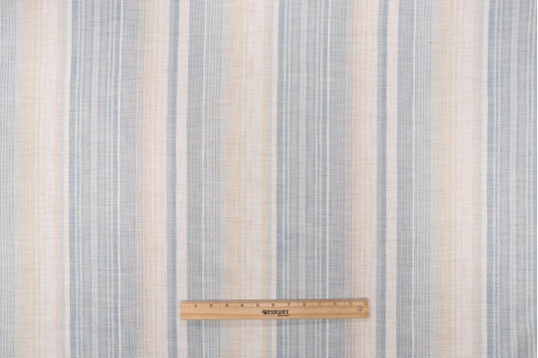 Sample of Roth & Tompkins Sonoma Stripe Woven Decorator Fabric in Seabreeze for Heritage Fabrics 
