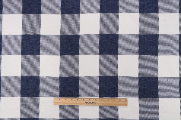 Sample of Roth & Tompkins Metro Check Woven Decorator Fabric in Indigo for Heritage Fabrics 