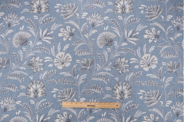Roth & Tompkins West Indies Printed Polyester Blend Drapery Fabric in Denim for Heritage Fabrics 