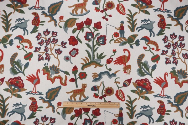 Roth & Tompkins Carousel Printed Cotton Drapery Fabric in Cabernet for Heritage Fabrics 