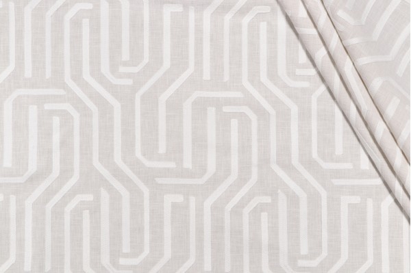Roth & Tompkins Maize Embroidered Decorator Fabric in White Linen for Heritage Fabrics 